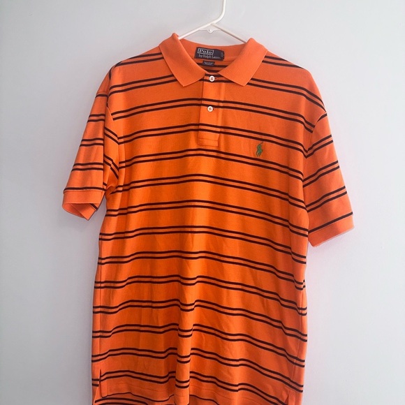Polo by Ralph Lauren Orange and Black Striped Polo Shirt - Picture 1 of 1
